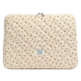 BBIQI Cute Laptop Sleeve 13-15 Inch Laptop Accessories Aesthetic Quilted Computer Bag with Flower Puffy Printing for MacBook
