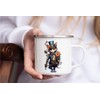 MAXIKIWI Langlebige Emaille-Kaffee- oder Tee-Camping-Tasse für drinnen und draußen, Steampunk-Katzen-Motiv,