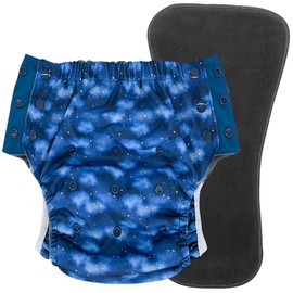 EcoAble Big Kids’ Pull-On Cloth Diaper, Age 6–16 | Reusable Potty Training & Incontinence Briefs for Special Needs Children (Starry Night, Junior 2)