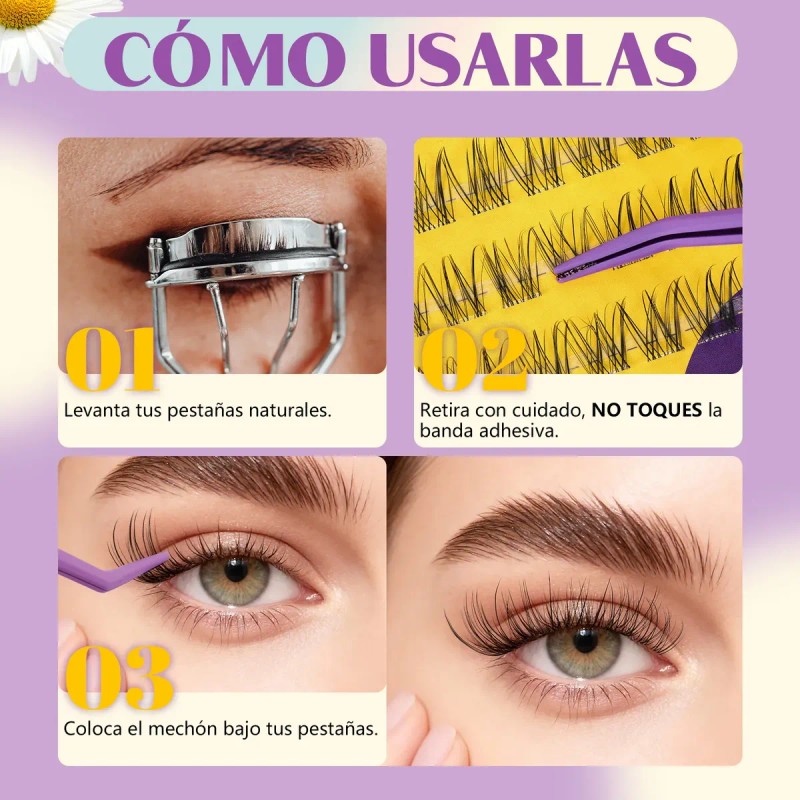 Extensiones De Pestañas Autoadhesivas Kit Larga Duración Bq