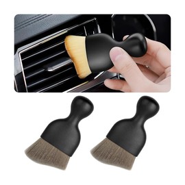 Blilo Blilo 2PCS Car Interior Detailing Brush with Dust Cover, Auto Soft Hair Cleaning Brushes, Scratch Free Curved Dirt Collectors, for Vehicle Dashboard Air Conditioner Vents Leather Computer (Grey/2PCS)