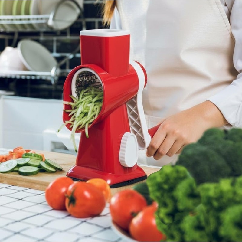 Eleko Meyar Cheese Grater with Handle, Multifunctional Manual Rotary Cheese