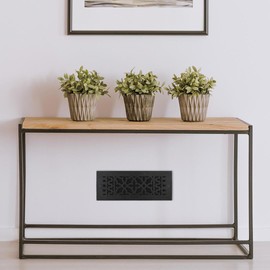 "Reggio Register Scroll Series Victorian Floor Vent Cover Grille, Black Cast Iron, Rust-Resistant, Fits 6x12 Opening, with Mounting Holes, Made in The USA"