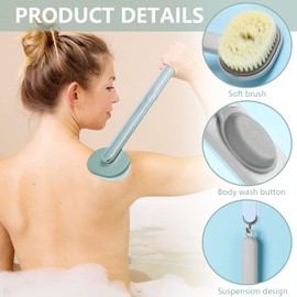 Bath Body Brush, Soft Bristles Shower Brush Detachable, Long Handled Shower Brush with Soap Dispenser, Exfoliating Back Scrubber for Wet or Dry Brushing, Improve Skin's Health and Beauty