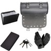 LIKENNY Mini Motorcycle Tool Back Studded PU Leather Storage Bag