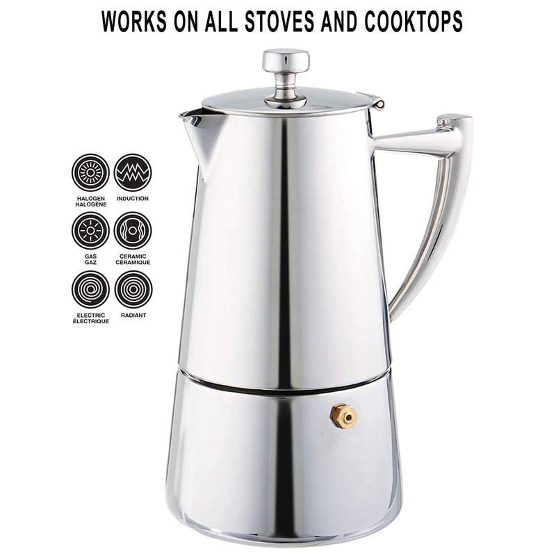 Cuisinox Roma 4-cup Stainless Steel Stovetop Moka Espresso Maker
