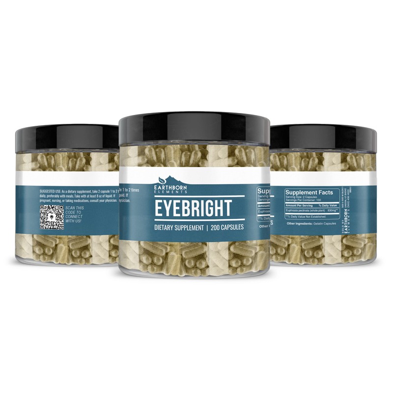 Earthborn Elements Eyebright 200 Capsules, Pure & Undiluted, No Additives