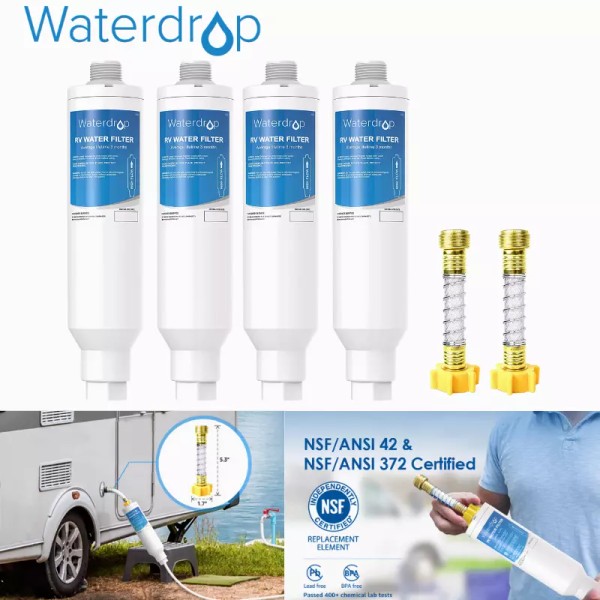 Waterdrop RV Inline Hose Water Filter with Hose Protector, For