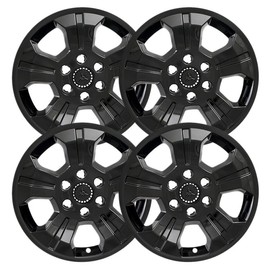 OxGord 18 inch Wheel Skins for 2014-2018 Chevy Silverado 1500 (Set of 4) Impostor Wheel Covers for 18 inch Gloss Black ABS Wheels- Auto Tire Replacement Exterior Cap Cover