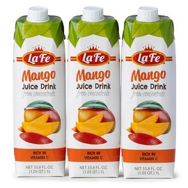La Fe Mango Juice – All Natural Fresh Tropical Mango Juice Drink, Rich in Vitamin C, Sweet & Refreshing for Kids, Family & On the go, 3-Pack, 33.8 Fl Oz Each
