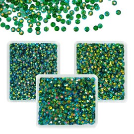 qiipii Transparent Emerald Green AB Resin Rhinestones for Crafting Clear Green Flatback Jelly Stones 3mm 4mm 5mm Peacok Stones Diamonds Crystals Gems Charms for Nails Face Eyes Makeup Tumblers Crafts