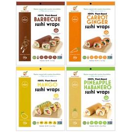 NewGem Barbeque, Carrot Ginger, Mango, Pineapple Habenaro, Sushi Wraps, Gluten Free, Paleo, Keto Friendly, Low Calorie Wrap Alternative, Low Carb, (Pack of 4)