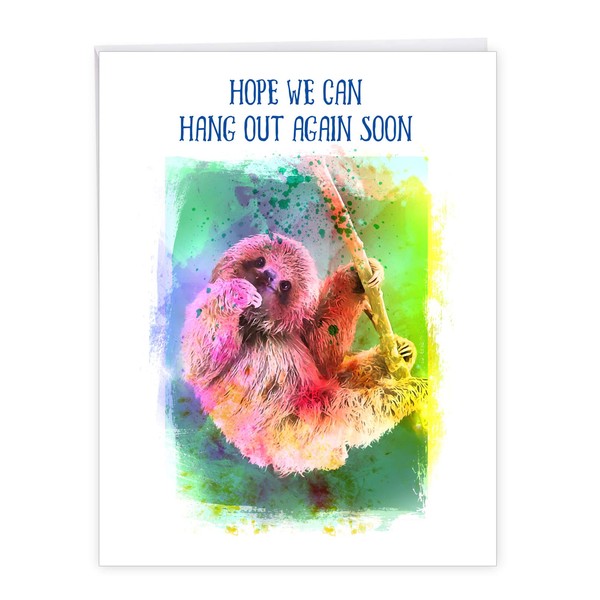 The Best Card Company - Jumbo Get Well Card (8.5 x 11 Inch) - Big Feel Better Soon Greeting - Funky Rainbow Sloth J6866AGWG