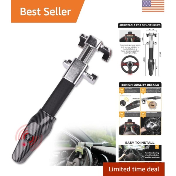 Unbranded Steering Wheel Lock with Alarm - Heavy Duty Car