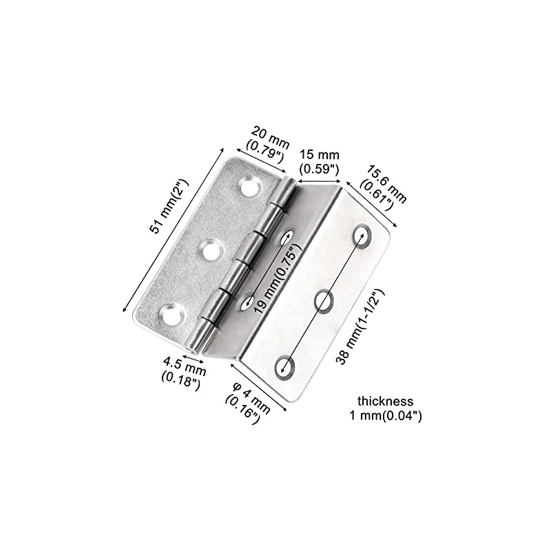 10 Pack 2" Chest Hinges - Nickel, Swing Clear, Expandable