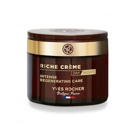 Yves Rocher Crema hidratante facial Riche Crème Anti-envejecimiento Intense Regeneradora de día y noche con aceites preciosos, para piel madura + piel seca, frasco de 2.5 fl oz