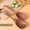 2 Pcs Salad Spoons and Fork Set,Durable Wood Salad Mixing