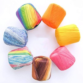 1 Roll Cotton Yarn Skein Yarn Dyeing Colorful Cotton Threads for Crochet Hardanger Cross Stitch Needlepoint Hand Embroidery 133m Rainbow