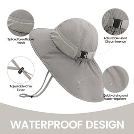 MA COWCF Baby Sun Hat with Neck Flap for Sun Protection Toddler Beach Hat UPF 50+ Outdoors 0-6 Years Boys Girls Gray