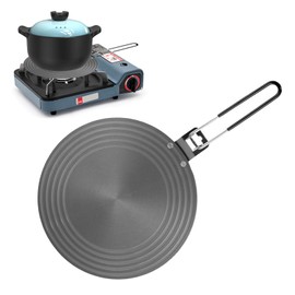 Bcuuozeeing Induction Adapter Plate, Induction Adapter Plate with Foldable Handle, Adapter for Use of Coffee Pots and Cookware on Induction Hobs, Aluminium, 24 cm, Black
