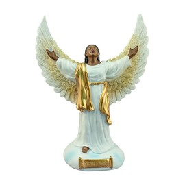 Positive Image Gifts African American Golden Open Armed Angel Figurine White 9 inches tall