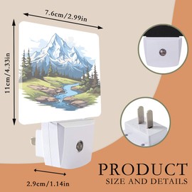 AOWULA Mountain Night Light,Forest Night Lights Plug into Wall for Boys Girls Bedroom Decorative Half Round Nightlight Led Lamp 0.5W Sleep Friendly