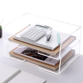 Acrylic Paper Tray, Desk Organizers and Office Suplies Document Storage, Enlarged Letter Tray, Clear Paper Organizer (Large Tray Horizontal)