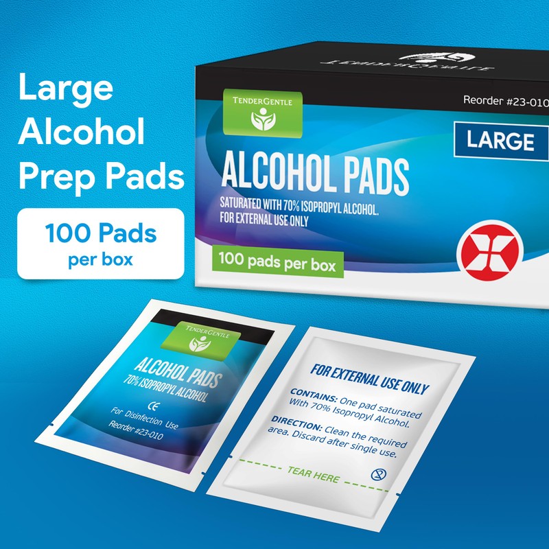 TenderGentle Alcohol Wipes Individually Wrapped - 100 Sterile Alcohol Prep