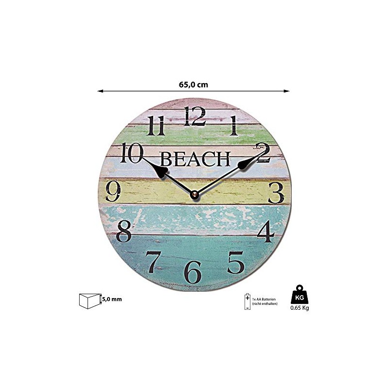 Cepewa Wall Clock XL Beach Nostalgia Diameter 45 cm Clock
