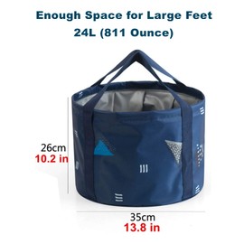 (21L, Dark Blue) - 24L Large Foldable Feet Soaking Bath Tub Collapsible Bucket, Portable Travel Foot Soak Spa Basin for Camping Washing, Dark Blue