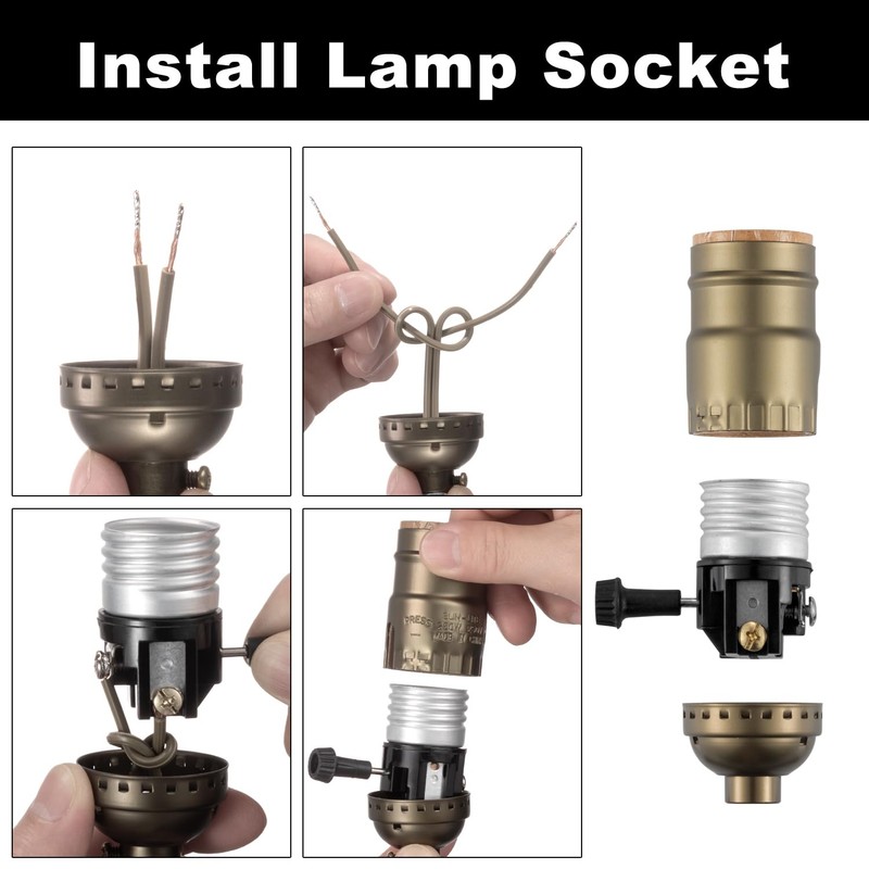 3 Way Lamp Socket Replacement, E26 Threaded Base, Turn Knob