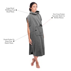 FAB-ON UK Poncho Towels Changing Robe for swimming Outdoor, Beach Light Weight 100% Cotton Changing Towel with Pockets, Hooded Surf Poncho for Men Women after Swimming