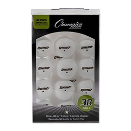 Champion Sports 1 Star Table Tennis Ball Pack - White Ping Pong Balls, Set of 6, with 40mm Seamless Design - Recreation Table Tennis Equipment, Accessories