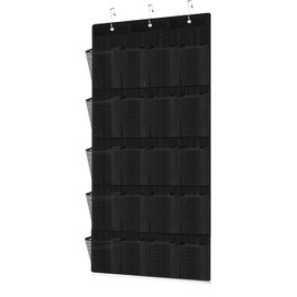 Asatte 20 Large Pocket Over-the-Door Hanging Shoe Organizer, Black