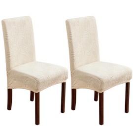 YUEANG Dining Chair Covers, Chair Covers for Dining Room Stretch Parsons Chair Slipcover, for Dining Room Kitchen Chair Protector Cover, Removable, Washable (Beige, 2 Pack)