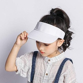 Toddlers Kids Visor-Sun-Hat Cotton Sport Golf Visor Cap Hat Adjustable fit 2-6 Years Old White