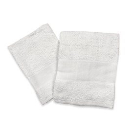 Panini Tessuti, Set/Pair of Large and Small Towels. Aida Fabric for Embroidery 100% Cotton Sponge - Guest Towels, Bathroom Towels (White, WITHOUT EMBROIDERY)