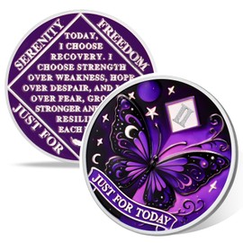 Moonlit Butterfly of Hope 2 Year Sobriety Coin, Affirmation AA Chips, Addiction Recovery Two Year Sober Coins, Celebrating Recovery Anniversary Token, NA AA Sobriety Gifts for Men Women