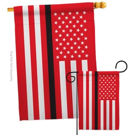 Americana Home & Garden US Thin Black Line Garden House Flag Set Armed Forces Service All Branches Support Honor United State American Military Veteran Banner Small Yard Gift Double-Sided, Made In USA