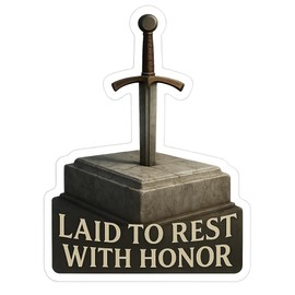 Ancient Sword in Marble Tomb Photorealistic 3D Render Sticker (2.5" x 3.25")