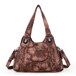 Angel Kiss Women's Fashion Handbag, Women's Bag, Shoulder Bag, Soft Leather Shoulder Bag, Shopping Bags, Brown 2