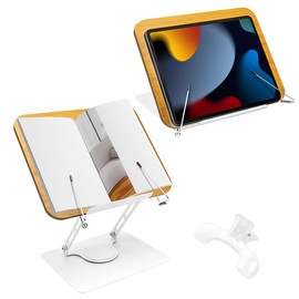 Book Stand, Tabletop, Reading Stand, 360° Rotation, Stylish, Bookstand, Sheet Music, Picture Book, Cookbook, Textbook Stand, Adjustable Angle/Height, Study/Learning/Reading Stand, PC, Recipes, Tablet