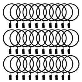 30 Pack Strong Iron Metal Curtain Rings with Clips 2.5 Inch Diameter, Decorative Drapery Rustproof Curtain Rod Clip Ring, Durable Vintage Drapery Hooks with Clips (30PCS Black)