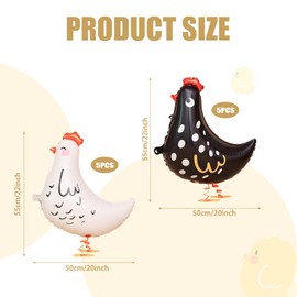 10 Pieces Chicken Balloons, Black ＆ White Chicken Decorations for Party, for Birthday Baby Shower Farm Animal Theme Party (17.91×19.68in)