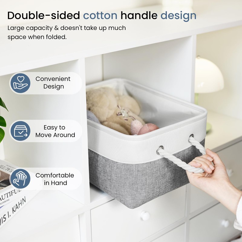 Patvingot Storage Baskets 14.1” x 10.2” x 7” for Shelves,Canvas