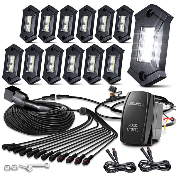 LEDMIRCY R3 Pure White Rock Lights Kit with Rocker Switch