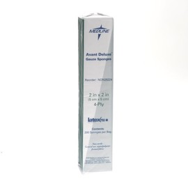 Medline NON26224H Gauze, Avant, Nw, Delu" x e, 2" x 2", 4Ply, Ns, Lf (Pack of 200)