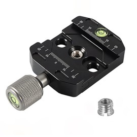 Sequpr 50 mm Quick Release Plate Clamp Compatible with Arca-Swiss, Tripod Quick Release Plate with Spirit Level, QR-50N Quick Release Plate Clamp for Camera Tripod Head Monopod