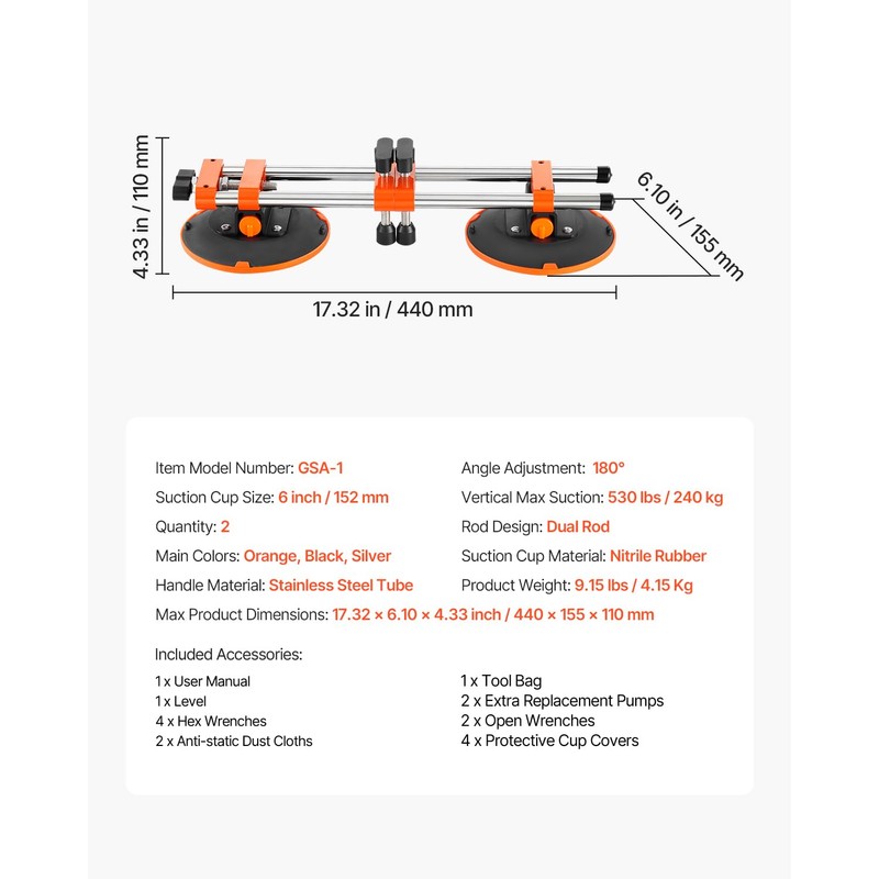 Happybuy 2-Pack Seamless Seam Setter with 6" Vacuum Suction Cups