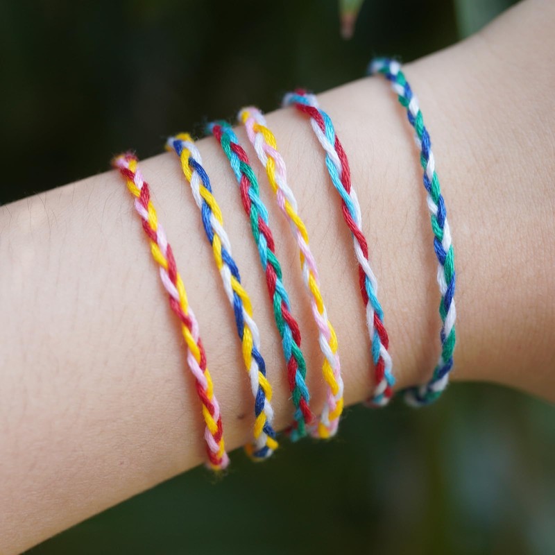 Friendship Bracelet String 24 Rainbow Color Skeins, Embroidery Floss Cross